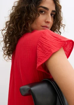 bonprix bonprix Vestido de muselina suave fresa Discount