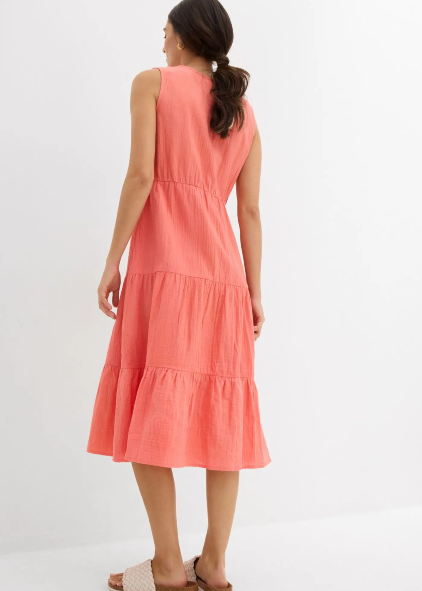 bonprix bonprix Vestido de muselina suave Salmón claro Discount
