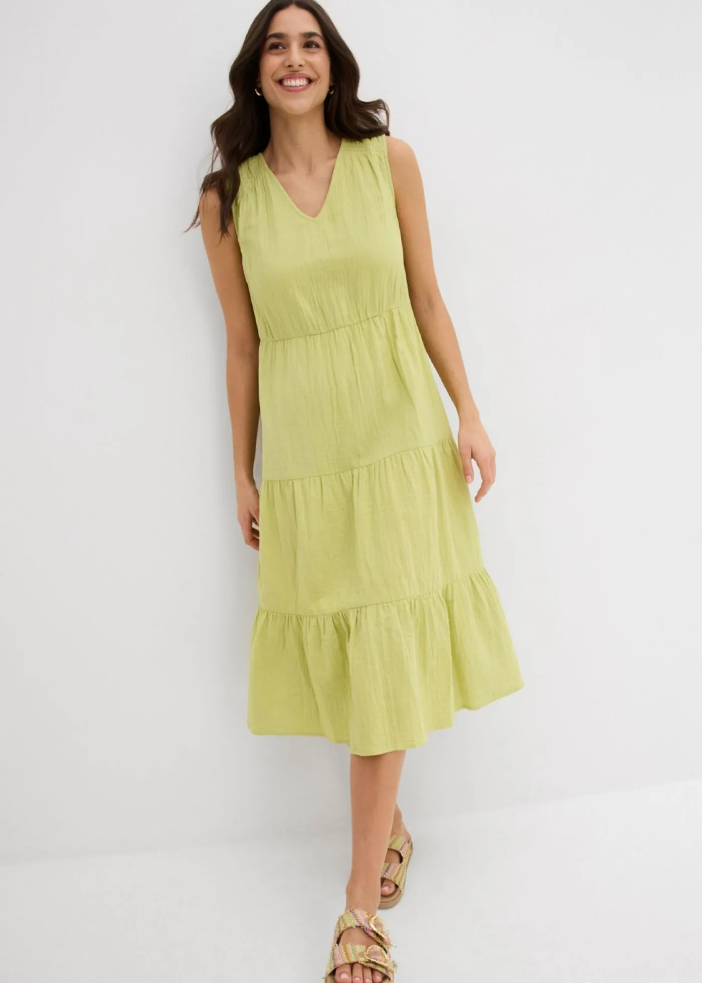 bonprix bonprix Vestido de muselina suave pistacho mate Outlet