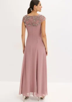 bonprix bonprix Vestido de noche con aplicación de encaje Rosa palo Outlet