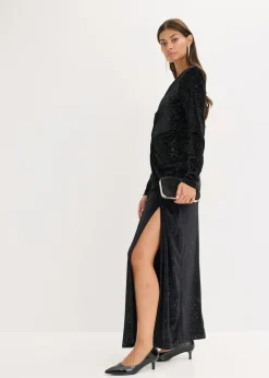 bonprix bonprix Vestido de noche con brillo Negro Discount