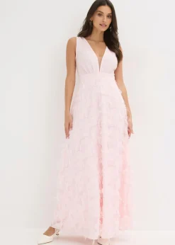 bonprix bonprix Vestido de noche con detalle de encaje deshilachado Rosa claro Best