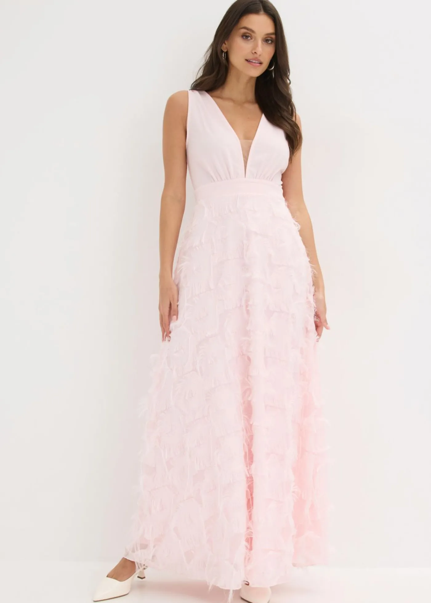 bonprix bonprix Vestido de noche con detalle de encaje deshilachado Rosa claro Best