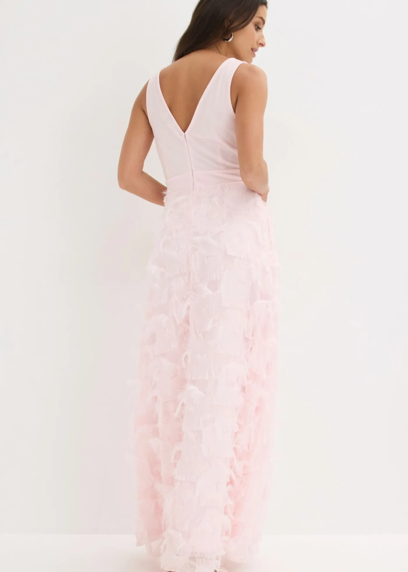 bonprix bonprix Vestido de noche con detalle de encaje deshilachado Rosa claro Best