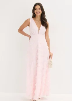 bonprix bonprix Vestido de noche con detalle de encaje deshilachado Rosa claro Best