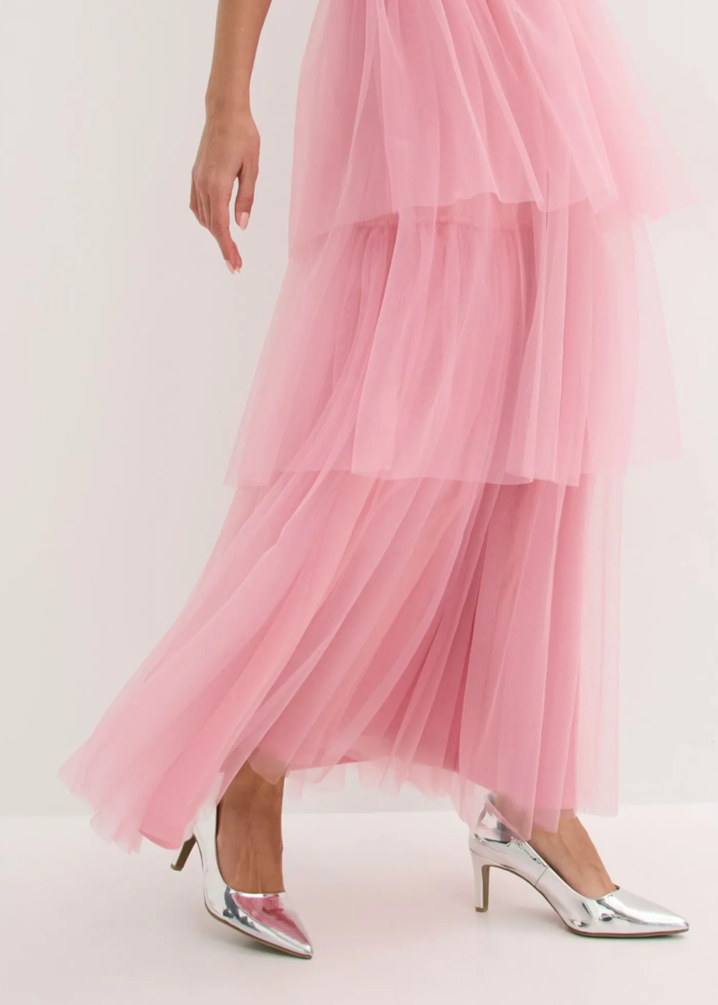 bonprix bonprix Vestido de noche con encaje y falda de tul fino orquídea ahumado