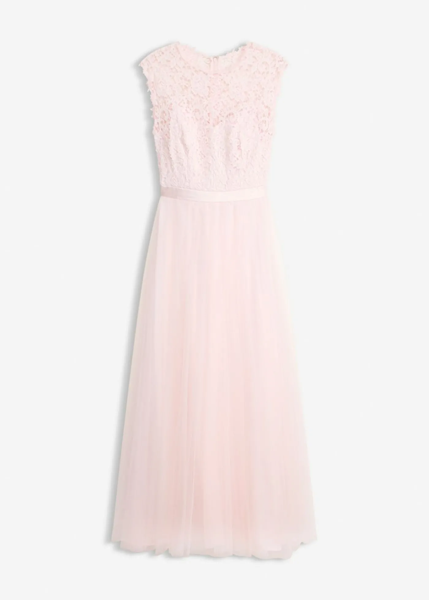 bonprix bonprix Vestido de noche con encaje y falda de tul fino Rosa claro Outlet