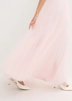 bonprix bonprix Vestido de noche con encaje y falda de tul fino Rosa claro Outlet