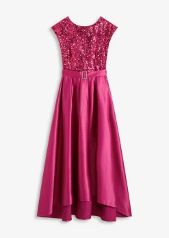 bonprix bonprix Vestido de noche de satén brillante con lentejuelas Rosa fucsia Online