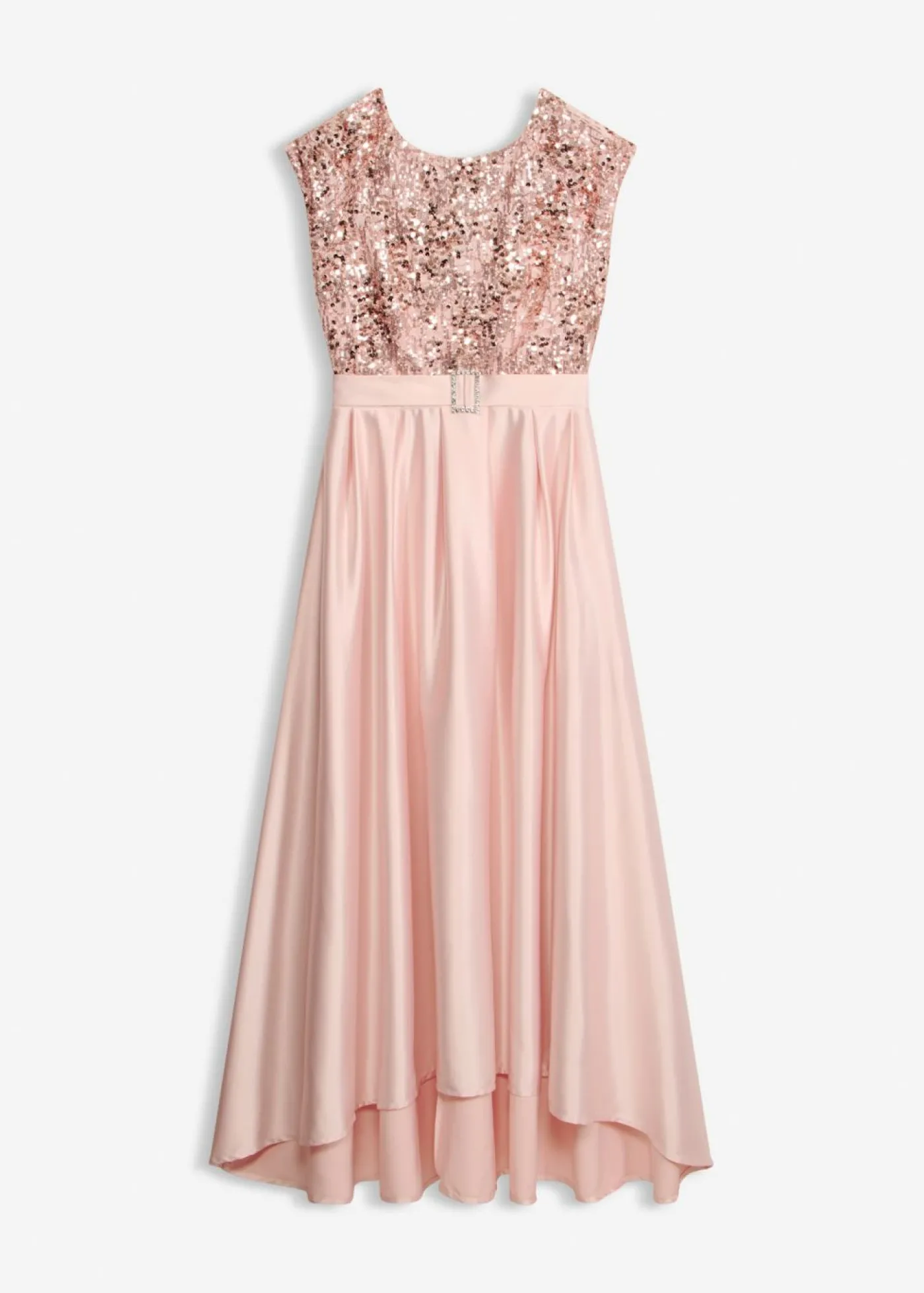 bonprix bonprix Vestido de noche de satén brillante con lentejuelas Rosa perla Clearance