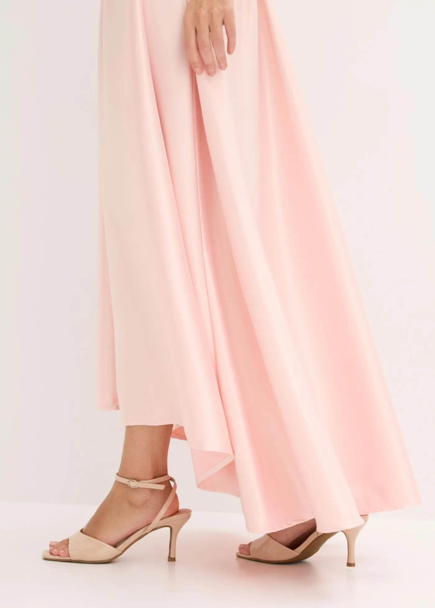 bonprix bonprix Vestido de noche de satén brillante con lentejuelas Rosa perla Clearance