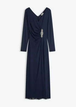 bonprix bonprix Vestido de noche de tul delicado con aplicación de piedras Azul marino Clearance