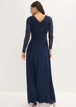 bonprix bonprix Vestido de noche de tul delicado con aplicación de piedras Azul marino Clearance