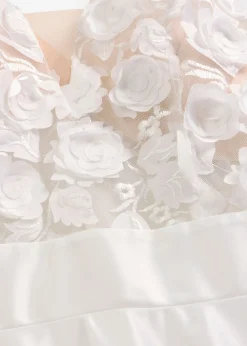 bonprix bonprix Vestido de novia de satén brillante con aplicaciones de flores Blanco lana Discount