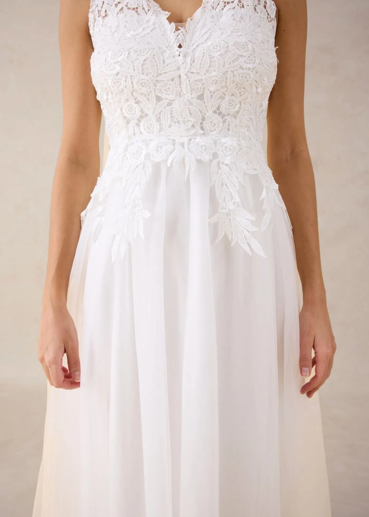 bonprix bonprix Vestido de novia de tul y encaje Blanco lana Sale