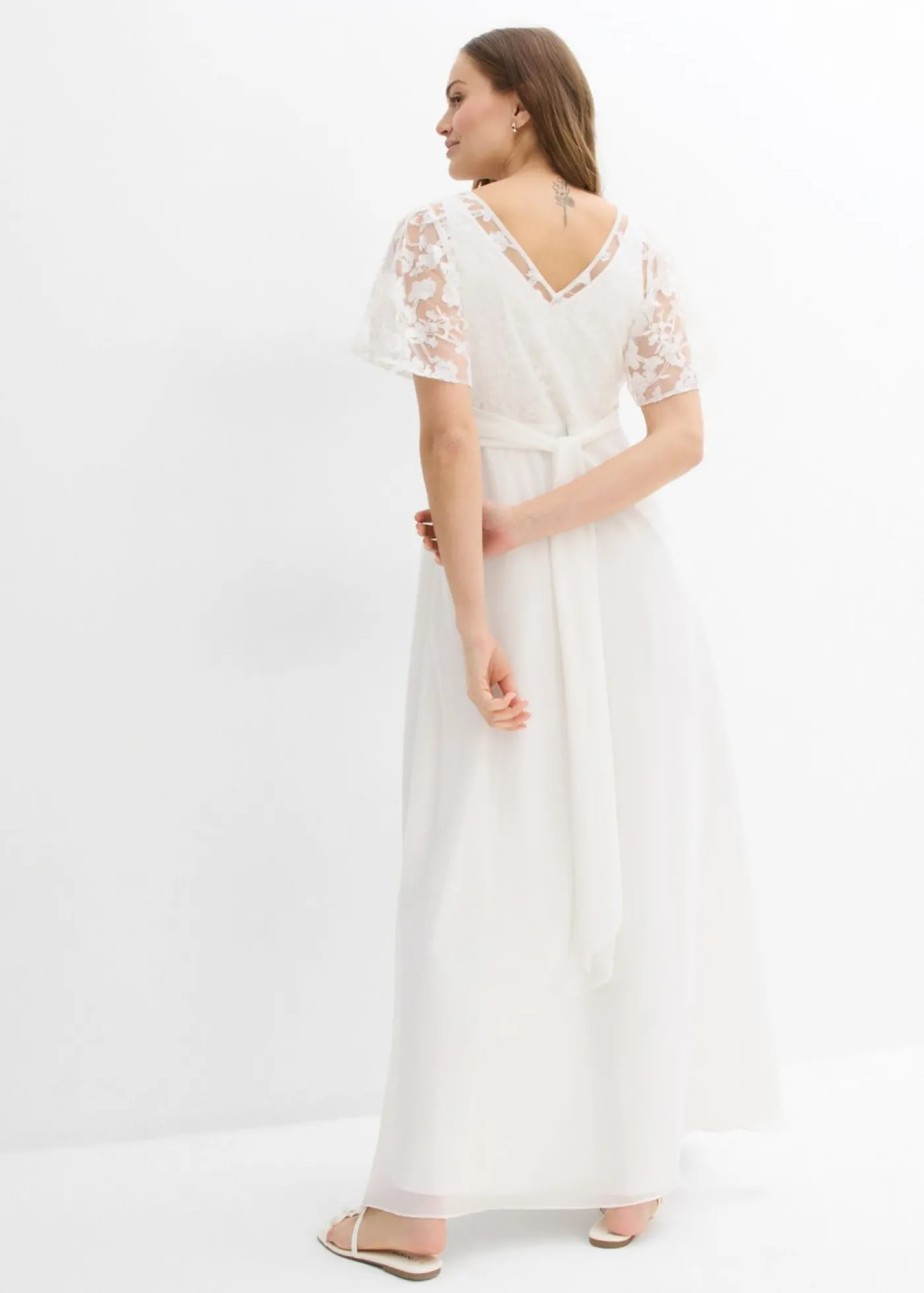bonprix bonprix Vestido de novia premamá 2 en 1 con función de lactancia Blanco lana Discount