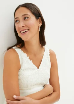 bonprix bonprix Vestido de novia premamá con encaje Blanco lana Clearance