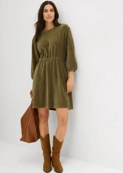 bonprix bonprix Vestido de pana Verde oliva oscuro Sale