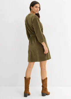 bonprix bonprix Vestido de pana Verde oliva oscuro Sale