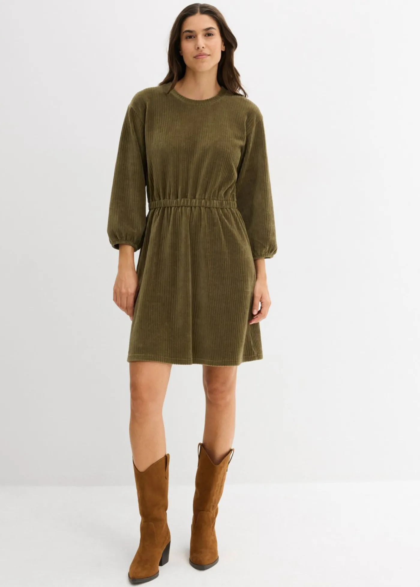 bonprix bonprix Vestido de pana Verde oliva oscuro Sale