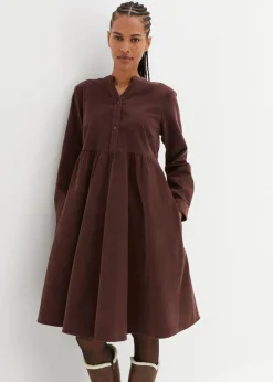 bonprix bonprix Vestido de pana de algodón Marrón tierra Online
