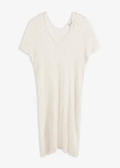 bonprix bonprix Vestido de playa con aspecto de ganchillo de viscosa fluida Beige Best