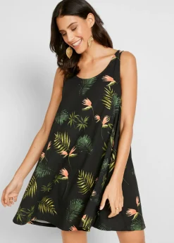 bonprix bonprix Vestido de playa de algodón orgánico puro Negro-verde de flores Hot