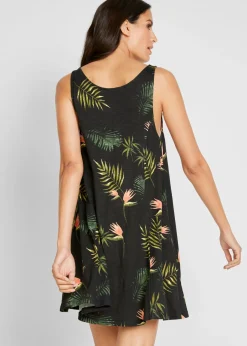bonprix bonprix Vestido de playa de algodón orgánico puro Negro-verde de flores Hot
