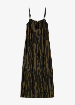 bonprix bonprix Vestido de playa de viscosa Negro-caqui Online