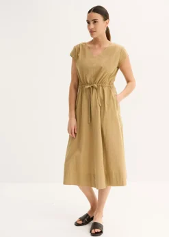 bonprix bonprix Vestido de popelín de algodón oliva pálido Outlet