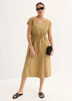 bonprix bonprix Vestido de popelín de algodón oliva pálido Outlet