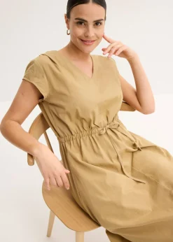 bonprix bonprix Vestido de popelín de algodón oliva pálido Outlet
