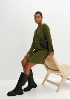 bonprix bonprix Vestido de punto caqui oscuro Online