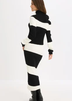 bonprix bonprix Vestido de punto Negro-blanco Hot