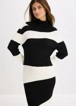 bonprix bonprix Vestido de punto Negro-blanco Hot