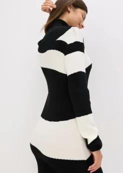 bonprix bonprix Vestido de punto Negro-blanco Hot