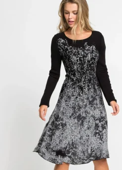bonprix bonprix Vestido de punto Negro-blanco lana Hot