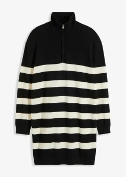 bonprix bonprix Vestido de punto negro-marfil con rayas Clearance