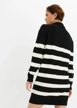 bonprix bonprix Vestido de punto negro-marfil con rayas Clearance