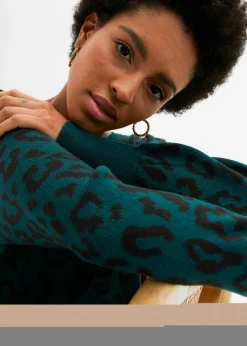 bonprix bonprix Vestido de punto Verde oscuro de leopardo Best