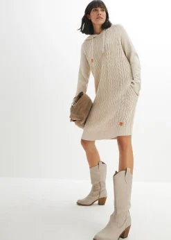 bonprix bonprix Vestido de punto Crudo jaspeado Outlet