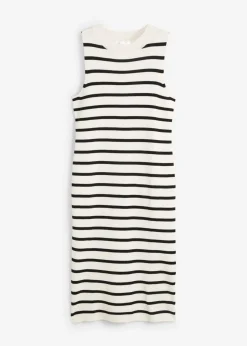 bonprix bonprix Vestido de punto blanco lana-negro con rayas Best