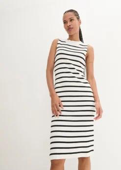 bonprix bonprix Vestido de punto blanco lana-negro con rayas Best