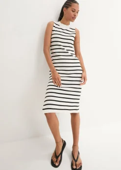 bonprix bonprix Vestido de punto blanco lana-negro con rayas Best