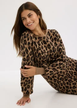 bonprix bonprix Vestido de punto Beige con estampado de leopardo Clearance