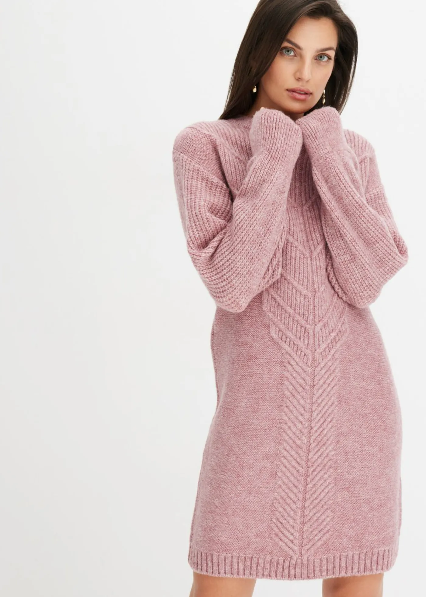 bonprix bonprix Vestido de punto rosa pálido moteado Outlet