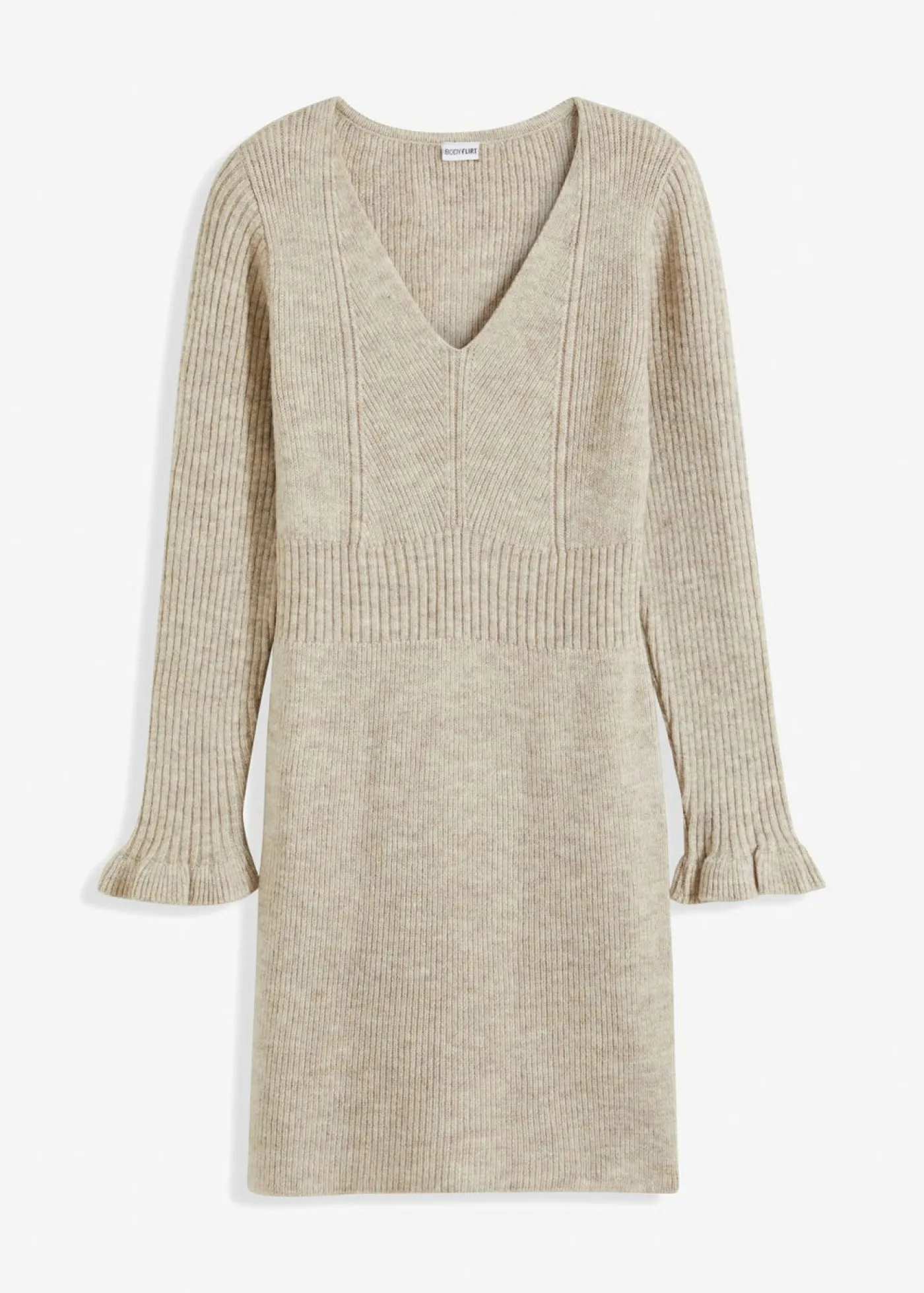 bonprix bonprix Vestido de punto arena moteado Outlet