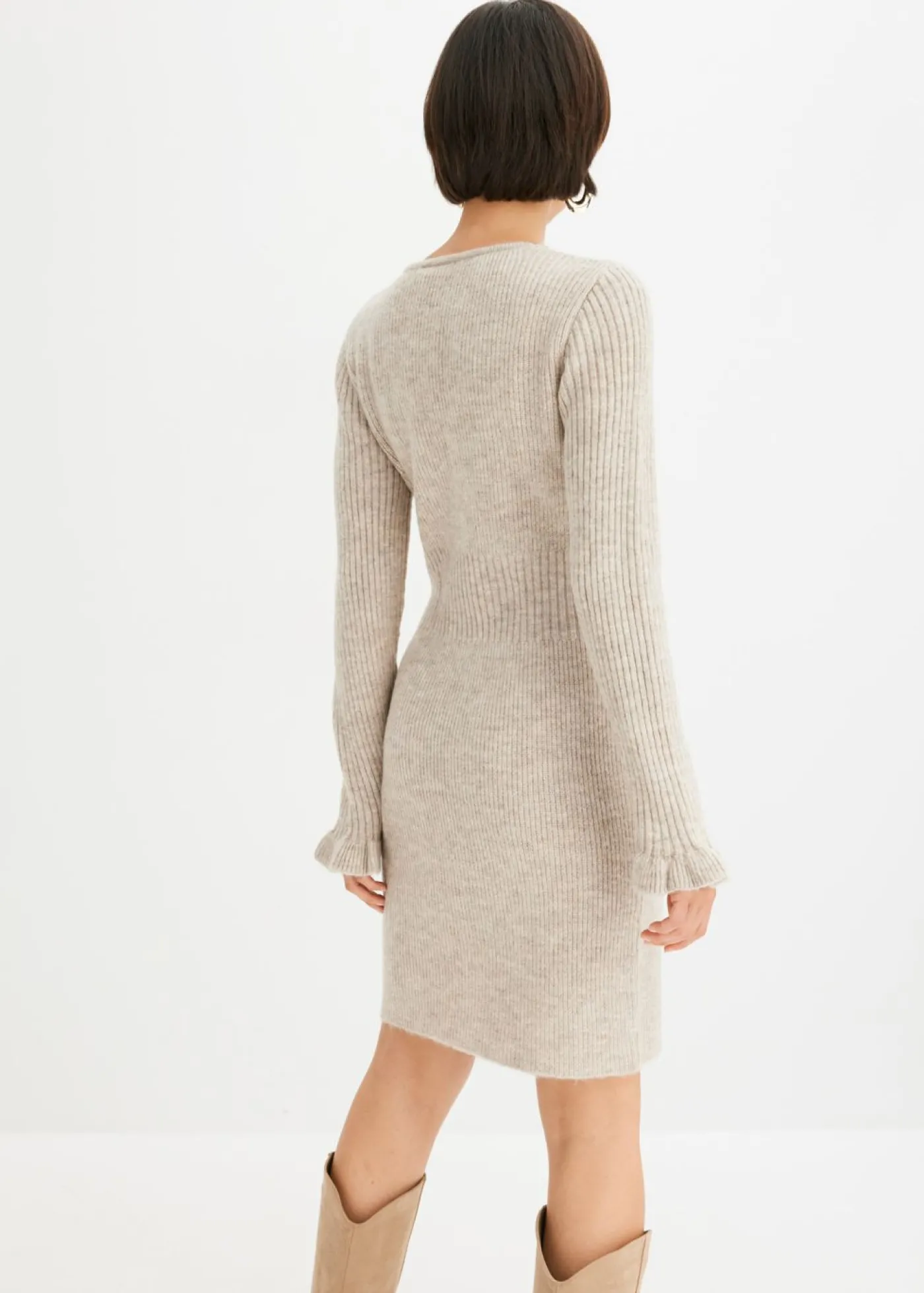bonprix bonprix Vestido de punto arena moteado Outlet