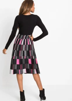 bonprix bonprix Vestido de punto a cuadros Gris-negro-rosa de cuadros Outlet