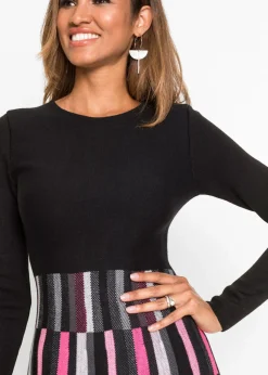bonprix bonprix Vestido de punto a cuadros Gris-negro-rosa de cuadros Outlet